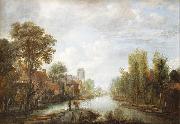 Aert van der Neer Landscape with waterway France oil painting artist